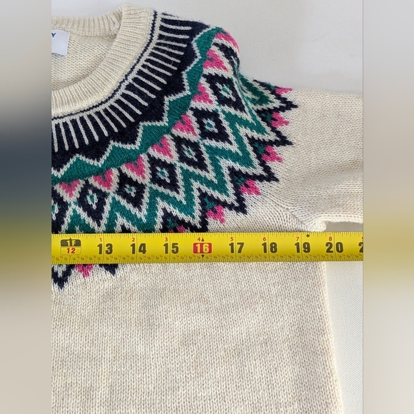Old Navy NEW Women eggshell-white black pink green Cotton Peacock Sweater Size S - Picture 9 of 9